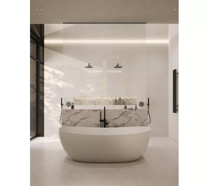 Ванна из искусственного камня ABBER Stein AS9615 белая матовая, Выбрать размер: 163х85, изображение 10