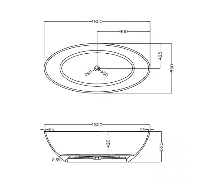 Ванна из полиэфирной смолы ABBER Kristall AT9702Amethyst фиолетовая 180*85 прозрачная, Выбрать цвет: Фиолетовый, изображение 5