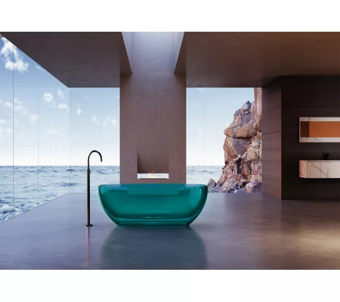 Ванна из полиэфирной смолы  ABBER Kristall AT9703Aquamarin бирюзовая 170*75 прозрачная, Выбрать цвет: Бирюзовый, изображение 6