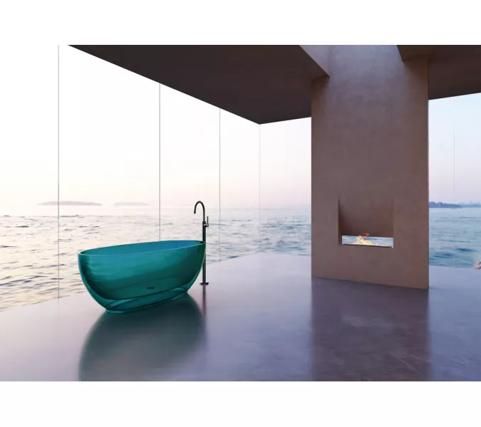 Ванна из полиэфирной смолы  ABBER Kristall AT9703Aquamarin бирюзовая 170*75 прозрачная, Выбрать цвет: Бирюзовый, изображение 7