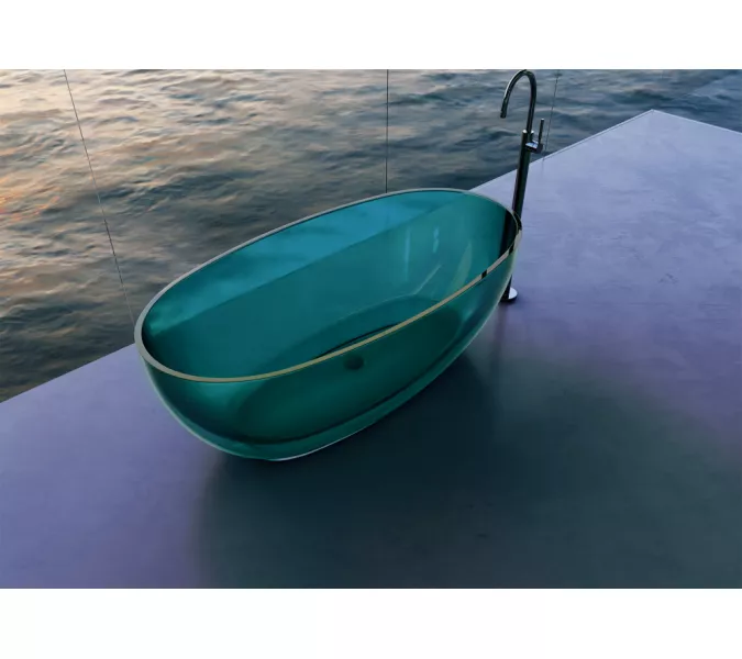 Ванна из полиэфирной смолы  ABBER Kristall AT9703Aquamarin бирюзовая 170*75 прозрачная, Выбрать цвет: Бирюзовый, изображение 8