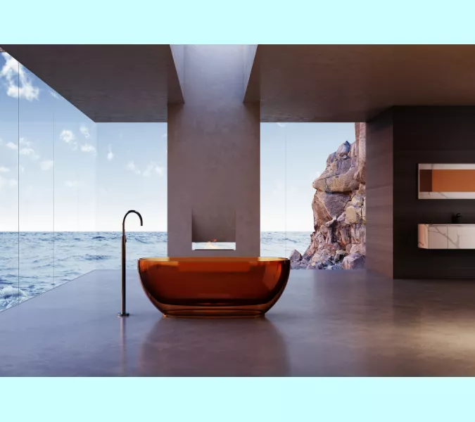 Ванна из полиэфирной смолы  ABBER Kristall AT9703Opal коричневая 170*75 прозрачная, Выбрать цвет: Коричневый, изображение 4