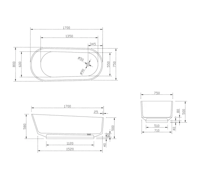 Ванна из полиэфирной смолы  ABBER Kristall AT9706Saphir синяя 170*80 прозрачная, Выбрать цвет: Синий, изображение 5