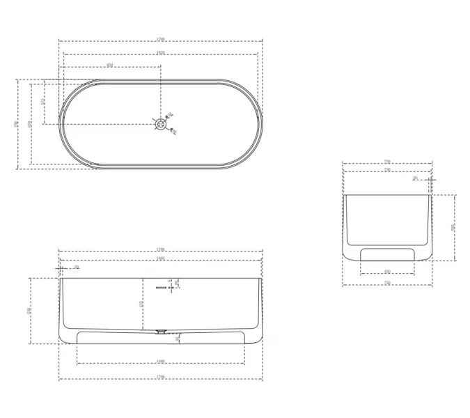 Ванна из искусственного камня ABBER Stein AS9607 белая матовая 170*75, изображение 15