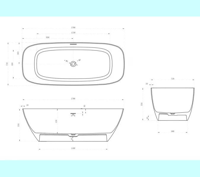 Ванна из искусственного камня ABBER Stein AS9612-1.7 белая матовая 170х72, изображение 12