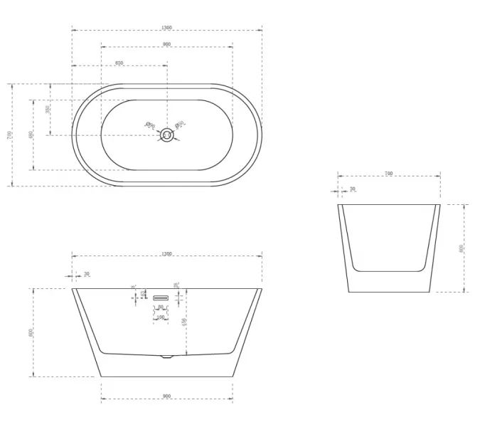Акриловая ванна ABBER AB9203, Выбрать размер: 130х70, изображение 11
