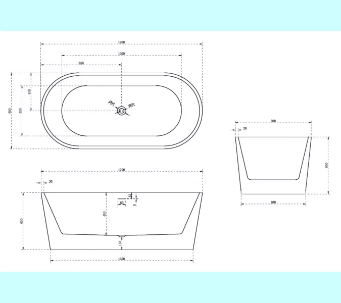 Акриловая ванна ABBER AB9209MB 170х80, Выбрать цвет: Черный матовый, изображение 11