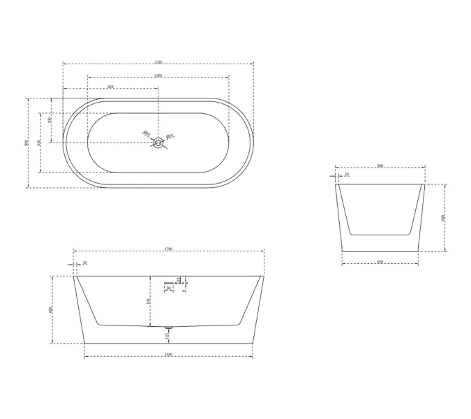 Акриловая ванна ABBER AB9209MW   170х80 белая матовая, Выбрать цвет: Белый матовый, изображение 11