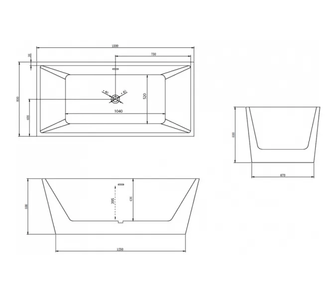 Акриловая ванна ABBER AB9224, Выбрать размер: 150х80, изображение 10