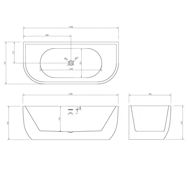 Акриловая ванна ABBER AB9316 170х75, изображение 11