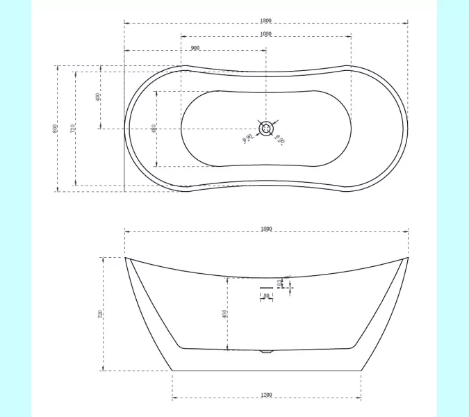 Акриловая ванна ABBER AB9322 180*80, изображение 9