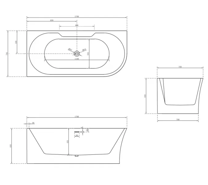 Акриловая ванна ABBER AB9335-1.7 L/R 170х80, Ориентация: Левая, изображение 11