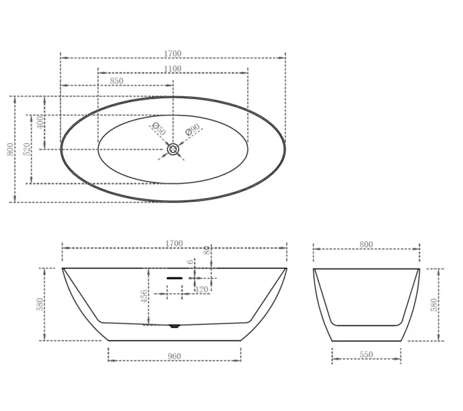 Акриловая ванна ABBER AB9374, Выбрать размер: 170х80, изображение 11