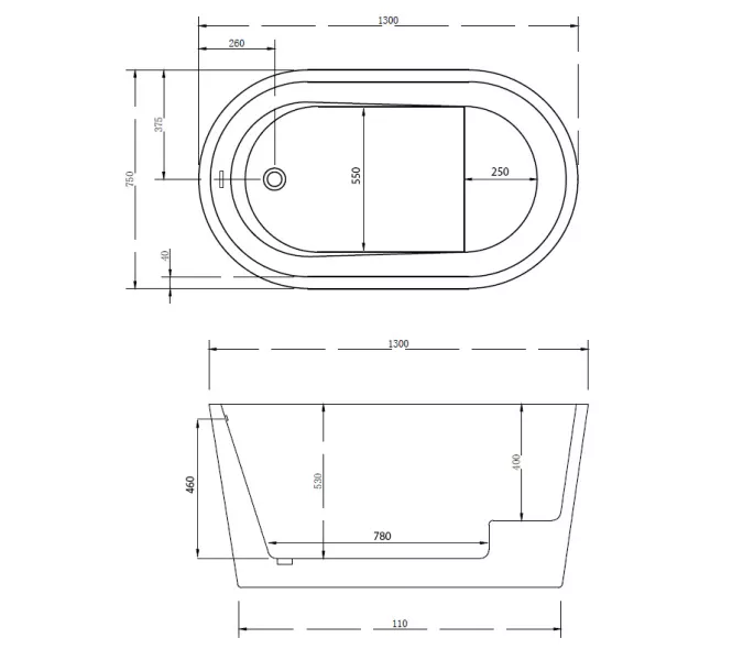 Акриловая ванна ABBER AB9277 130*75, изображение 11