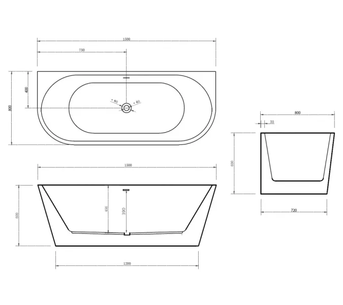 Акриловая ванна ABBER AB9216, Выбрать цвет: Белый, Выбрать размер: 150х80, изображение 12