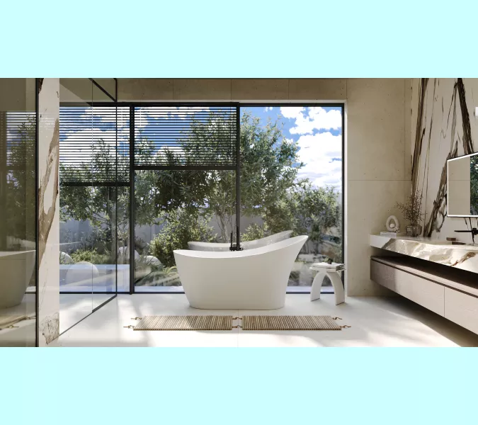 Ванна из искусственного камня ABBER Stein AS9618 белая матовая 170*75, изображение 10