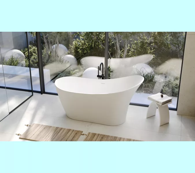 Ванна из искусственного камня ABBER Stein AS9618 белая матовая 170*75, изображение 11