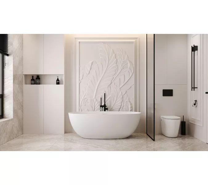 Ванна из искусственного камня ABBER Stein AS9624 белая матовая, Выбрать размер: 150x72, изображение 11