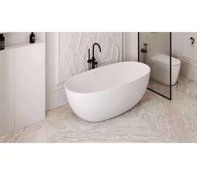 Ванна из искусственного камня ABBER Stein AS9624 белая матовая, Выбрать размер: 150x72, изображение 12