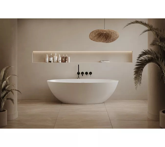 Ванна из искусственного камня ABBER Stein AS9625  белая матовая, Выбрать размер: 160x75, изображение 13