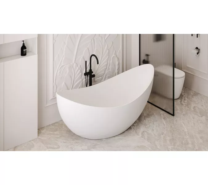 Ванна из искусственного камня ABBER Stein AS9633 белая матовая 180*80, изображение 14