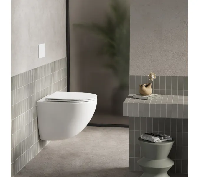 Комплект подвесной унитаз ABBER Bequem AC1131TC белый, с закрытым дном с инсталляцией AC0105 и кнопкой AC0121 хром глянцевый, Цвет кнопки: Хром глянцевый, изображение 4