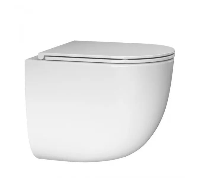 Комплект подвесной унитаз ABBER Bequem AC1132TC белый, с закрытым дном с инсталляцией AC0105 и кнопкой AC0120MW белая матовая, Цвет кнопки: Белый матовый, изображение 2