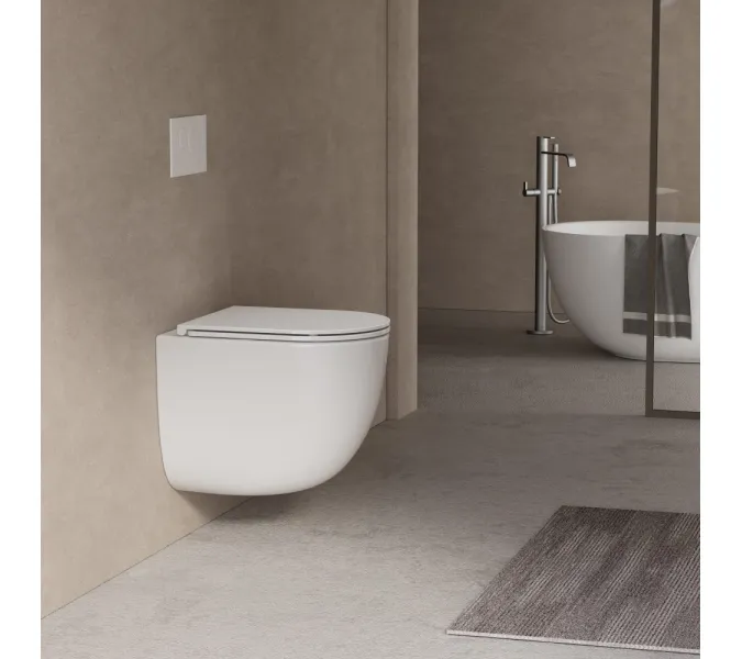 Комплект подвесной унитаз ABBER Bequem AC1132TC белый, с закрытым дном с инсталляцией AC0105 и кнопкой AC0121 хром глянцевый, Цвет кнопки: Хром глянцевый, изображение 4