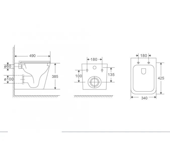 Комплект подвесной унитаз ABBER Rechteck AC1219TC белый, с закрытым дном с инсталляцией AC0105 и кнопкой AC0120MW белая матовая, Цвет кнопки: Белый матовый, изображение 9