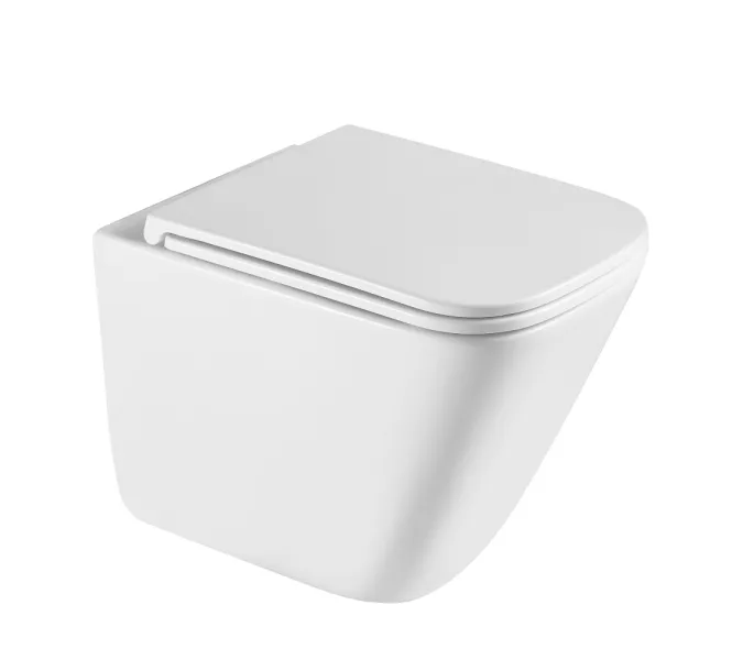 Комплект подвесной унитаз ABBER Rechteck AC1219TC белый, с закрытым дном с инсталляцией AC0105 и кнопкой AC0121NG никель, Цвет кнопки: Никель, изображение 2