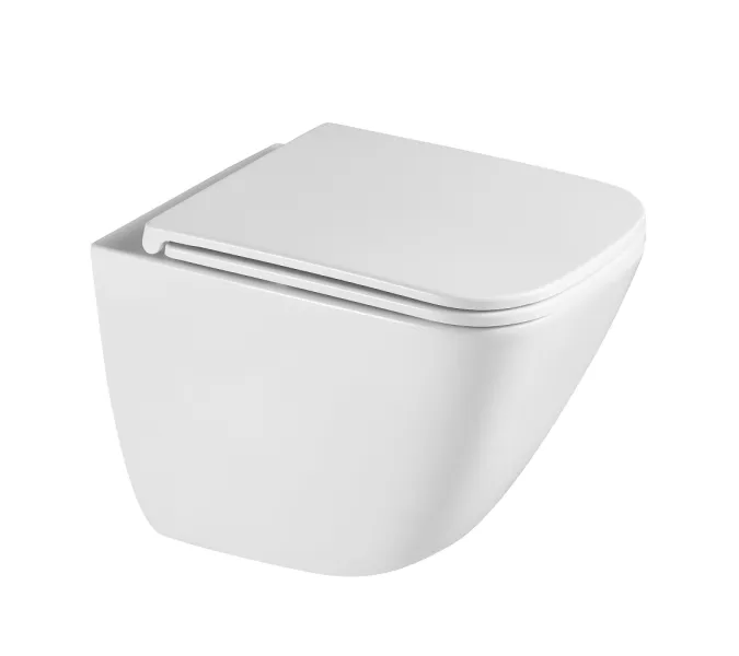 Комплект подвесной унитаз ABBER Rechteck AC1220TC белый, с закрытым дном с инсталляцией AC0105 и кнопкой AC0120MW белая матовая, Цвет кнопки: Белый матовый, изображение 2