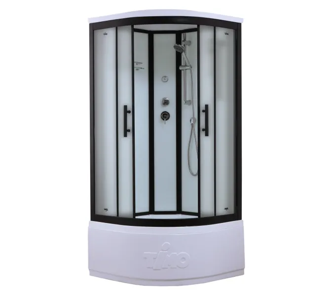 Душевая кабина четверть круга Timo Standart  T-6600/6690 Black высокий поддон, Цвет стекла: матовое, Выбрать цвет: Черный, Выбрать размер: 100х100, Комплектация: без гидромассажа