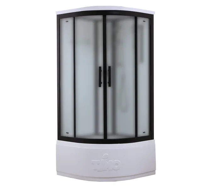 Душевая кабина четверть круга Timo Standart  T-6600/6690 Black высокий поддон, Цвет стекла: матовое, Выбрать цвет: Черный, Выбрать размер: 100х100, Комплектация: без гидромассажа, изображение 2