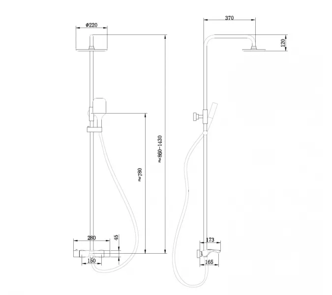Душевая стойка ABBER Thermostat AF8516FWL с термостатом и изливом, белый матовый, Выбрать цвет: Белый матовый, Регулируемая высота: 860-1430, изображение 4
