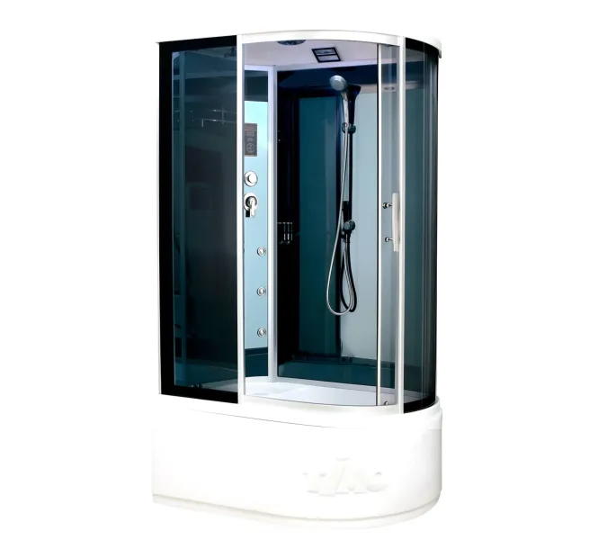 Душевая кабина асимметричная Timo STANDART T-1110/1120 L/R высокий поддон, Цвет стекла: тонированное, Выбрать цвет: Хром, Выбрать размер: 110x85, Ориентация: Левая, Комплектация: гидромассаж