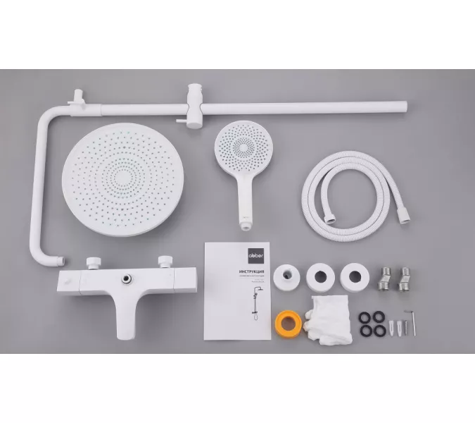 Душевая стойка ABBER Thermostat AF8516FWL с термостатом и изливом, белый матовый, Выбрать цвет: Белый матовый, Регулируемая высота: 860-1430, изображение 3