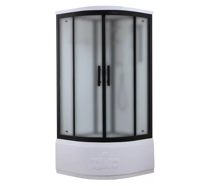 Душевая кабина четверть круга Timo Standart  T-6600/6690 Black высокий поддон, Цвет стекла: матовое, Выбрать цвет: Черный, Выбрать размер: 90x90, Комплектация: без гидромассажа, изображение 2