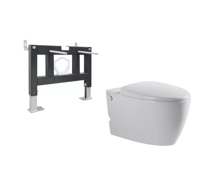 Комплект ABBER подвесной унитаз Bequem AC1107P белый с импульсным смывом с инсталляцией AC0101P