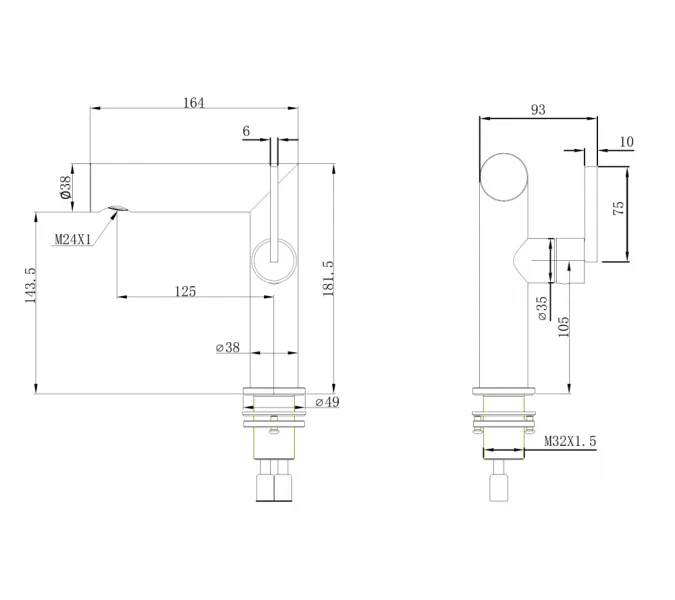 Смеситель ABBER Perfekte 316 AF8A10BG для раковины, золото брашированное, Выбрать цвет: Золото брашированное, изображение 3