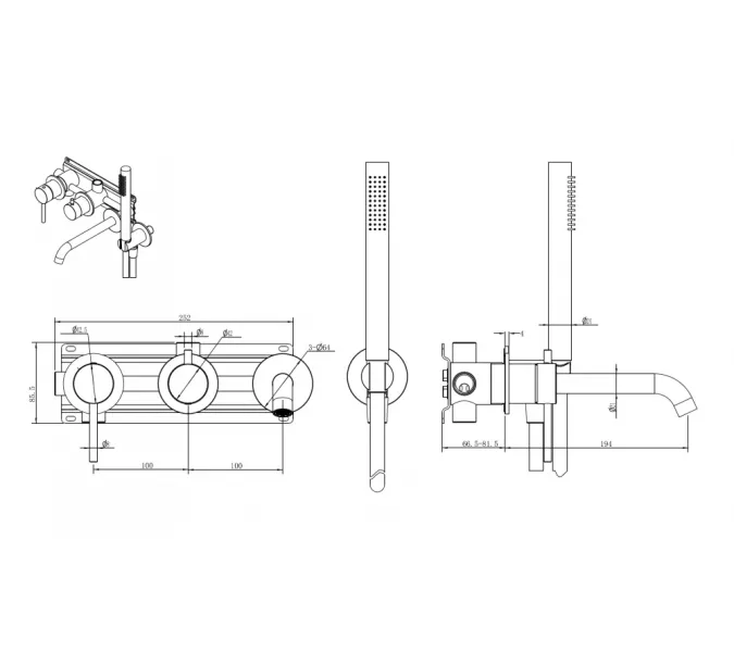 Смеситель ABBER Wasser Kreis 316 AF8130BG для ванны скрытого монтажа, золото брашированное, Выбрать цвет: Золото брашированное, изображение 3