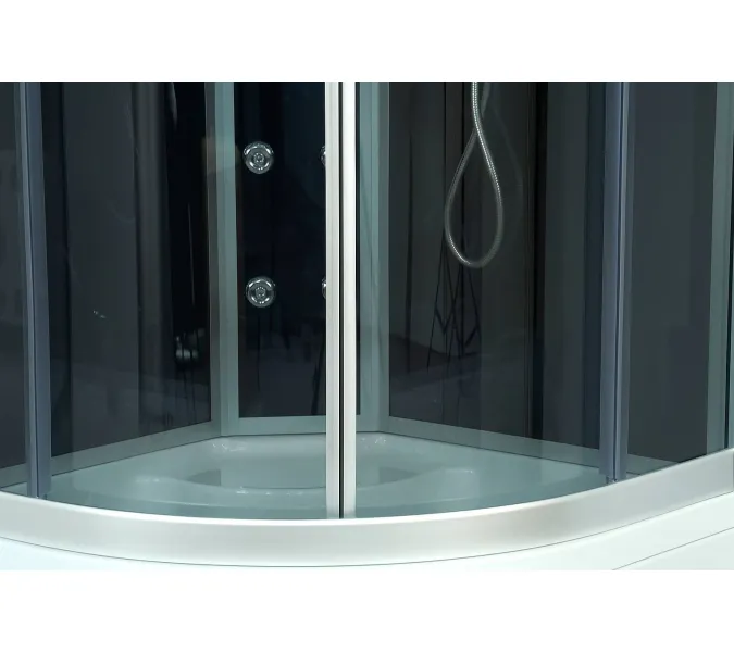 Душевая кабина асимметричная Timo STANDART T-1110/1120 L/R высокий поддон, Цвет стекла: тонированное, Выбрать цвет: Хром, Выбрать размер: 110x85, Ориентация: Левая, Комплектация: гидромассаж, изображение 2