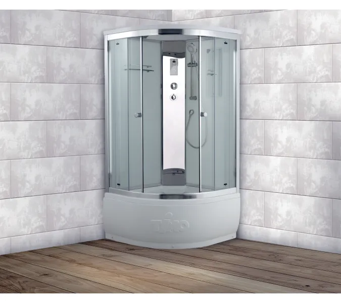 Душевая кабина четверть круга Timo COMFORT  T-8800/8890F, Цвет стекла: матовое, Цвет профиля: Хром, Тип поддона: Высокий, Выбрать размер: 100x100 , Комплектация: COMFORT, изображение 3