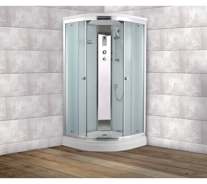 Душевая кабина четверть круга Timo COMFORT  T-8801/8809 F  низкий поддон, Выбрать размер: 100x100 , Цвет стекла: матовое, Комплектация: гидромассаж, изображение 3