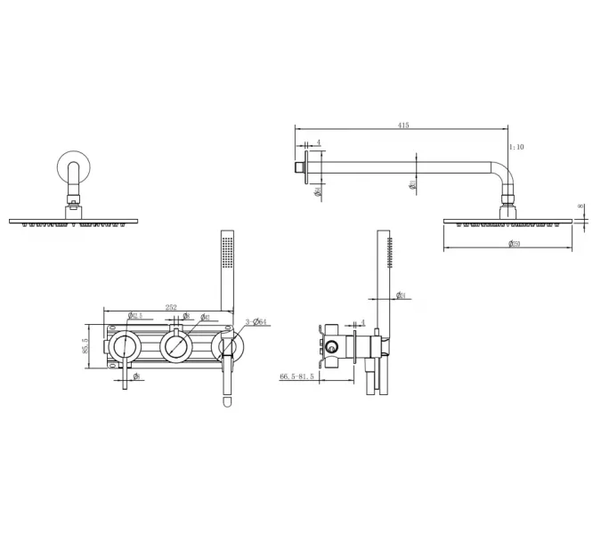 Душевая система ABBER Wasser Kreis 316 AF8118BGG скрытого монтажа без излива, оружейная сталь брашированная, Выбрать цвет: Оружейная сталь брашированная, изображение 3