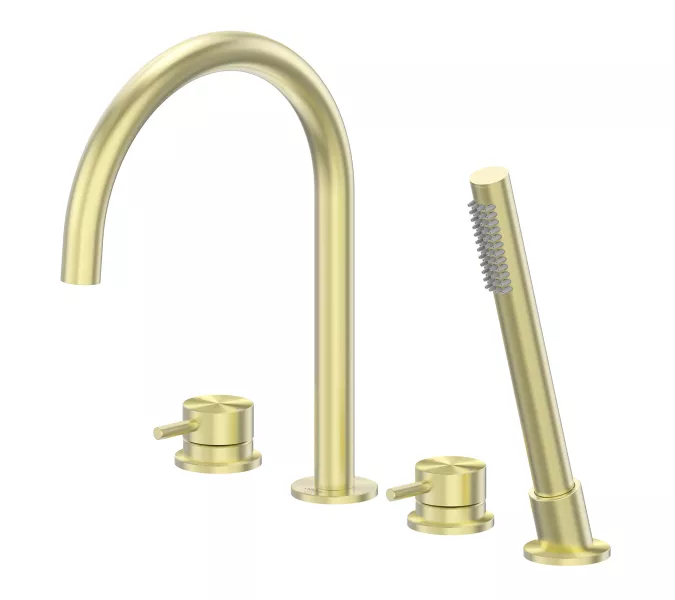 Смеситель ABBER Wasser Kreis 316 AF8113BG на борт ванны, золото брашированное, Выбрать цвет: Золото брашированное