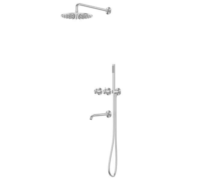 Душевая система ABBER Wasser Kreis 316 AF8150BST скрытого монтажа с изливом, термостат, сталь брашированная, Выбрать цвет: Сталь брашированная