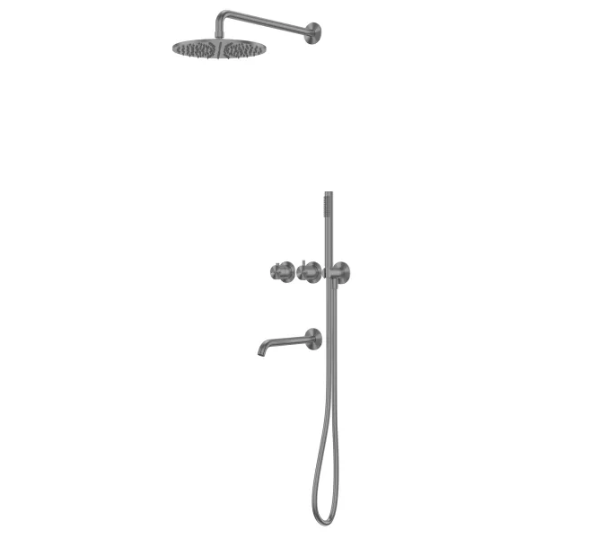 Душевая система ABBER Wasser Kreis 316 AF8150BGG скрытого монтажа с изливом, термостат, оружейная сталь брашированная, Выбрать цвет: Оружейная сталь брашированная