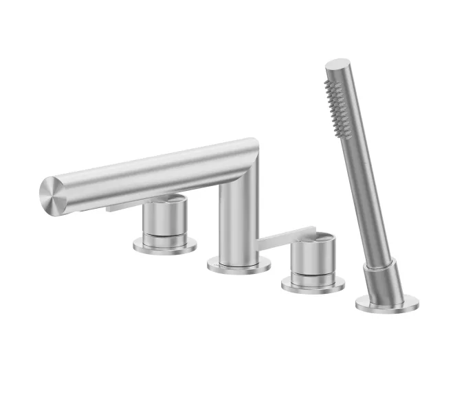 Смеситель ABBER Perfekte 316 AF8A13BST на борт ванны с лейкой, сталь брашированная, Выбрать цвет: Сталь брашированная