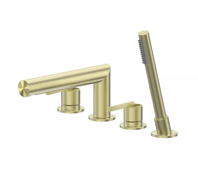 Смеситель ABBER Perfekte 316 AF8A13BG на борт ванны с лейкой, золото брашированное, Выбрать цвет: Золото брашированное