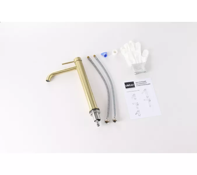 Смеситель ABBER Wasser Kreis 316 AF8111BG-L для накладной раковины, золото брашированное, Выбрать цвет: Золото брашированное, изображение 2